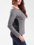 Casual Round Neck Bowknot Color Block Long Sleeve T-Shirt
