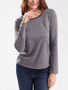 Casual Round Neck Bowknot Color Block Long Sleeve T-Shirt