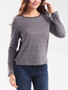 Casual Round Neck Bowknot Color Block Long Sleeve T-Shirt