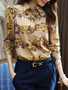 Casual Turn Down Collar Vintage Printed Blouse