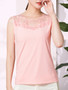 Casual Awesome Hollow Out Plain Round Neck Sleeveless T-Shirt