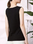 Casual Patchwork Hollow Out Round Neck Plain Sleeveless T-Shirt