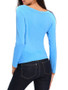 Casual Split Neck Ruched Plain Long Sleeve T-Shirt