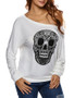 Casual Round Neck Skull Printed Long Sleeve T-Shirt