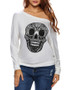 Casual Round Neck Skull Printed Long Sleeve T-Shirt