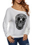 Casual Round Neck Skull Printed Long Sleeve T-Shirt
