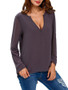 High-Low Split Neck Hollow Out Plain Long Sleeve T-Shirt