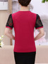 Casual Rhinestone Decorative Lace Hollow Out Short Sleeve T-Shirt