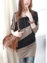 Casual Round Neck Color Block Striped Batwing Long Sleeve T-Shirt