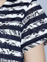 Casual V-Neck Striped Short Sleeve Blouse