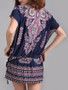 Casual Round Neck Removable Tie Tribal Printed Short Sleeve T-Shirt