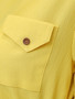 Casual Asymmetric Hem Flap Pocket Plain Roll-Up Sleeve Blouse
