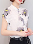 Casual Band Collar Chic Floral Printed Blouse