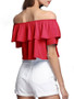 Casual Attractive Off Shoulder Flounce Plain Cropped Short Sleeve T-Shirt