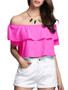 Casual Attractive Off Shoulder Flounce Plain Cropped Short Sleeve T-Shirt