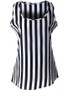 Casual Black White Vertical Striped Round Neck Sleeveless T-Shirt