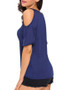 Casual Open Shoulder Plain Practical Short Sleeve T-Shirt