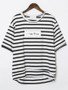 Casual Round Neck Letters Striped Short Sleeve T-Shirt