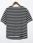 Casual Round Neck Letters Striped Short Sleeve T-Shirt