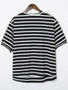 Casual Round Neck Letters Striped Short Sleeve T-Shirt