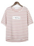 Casual Round Neck Letters Striped Short Sleeve T-Shirt