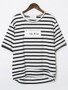 Casual Round Neck Letters Striped Short Sleeve T-Shirt