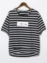 Casual Round Neck Letters Striped Short Sleeve T-Shirt
