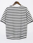 Casual Round Neck Letters Striped Short Sleeve T-Shirt
