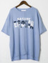 Casual Round Neck High-Low Letters Short Sleeve T-Shirt