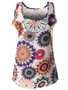 Casual Round Neck Colorful Printed Sleeveless T-Shirt