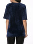 Casual Beautiful Embroidery Round Neck Velvet Short Sleeve T-Shirt