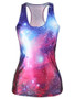 Casual Round Neck Racerback Dreamy Printed Sleeveless T-Shirt