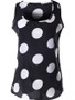 Casual Black White Polka Dot Round Neck Sleeveless T-Shirt