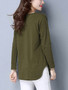 Casual Split Neck Side Slit Plain Long Sleeve T-Shirt