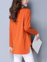 Casual Split Neck Side Slit Plain Long Sleeve T-Shirt