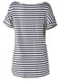 Casual Basic Round Neck Striped Short Sleeve T-Shirt