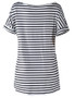 Casual Basic Round Neck Striped Short Sleeve T-Shirt