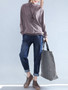 Casual Loose Turtleneck Plain Long Sleeve T-Shirt