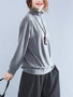 Casual Loose Turtleneck Plain Long Sleeve T-Shirt