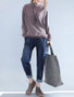 Casual Loose Turtleneck Plain Long Sleeve T-Shirt