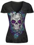 Casual V-Neck 3D Skull Printed Short Sleeve T-Shirt