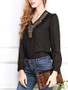 Casual V-Neck Beading Long Sleeve T-Shirt