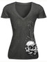 Casual V-Neck Skull Wings Printed Short Sleeve T-Shirt