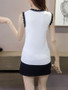 Casual Scallop Contrast Trim Sleeveless T-Shirt