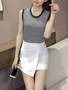 Casual Scallop Contrast Trim Sleeveless T-Shirt