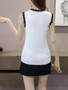 Casual Scallop Contrast Trim Sleeveless T-Shirt