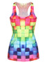 Casual Colorful Round Neck Racerback Printed Sleeveless T-Shirt