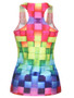 Casual Colorful Round Neck Racerback Printed Sleeveless T-Shirt
