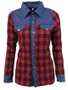 Casual Turn Down Collar Patchwork Plaid Blouse