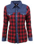 Casual Turn Down Collar Patchwork Plaid Blouse